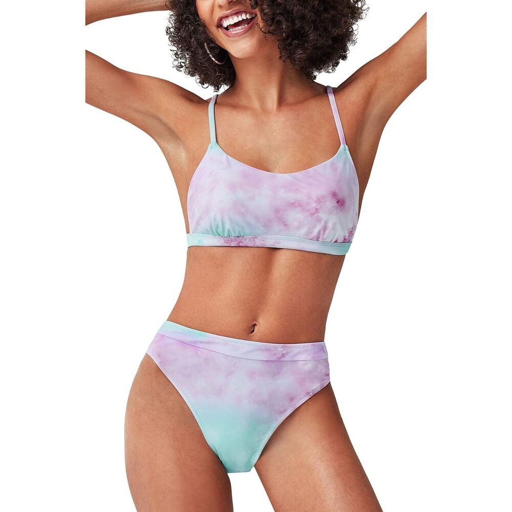 New Womens CUPSHE High Waisted Tie Dye Tummy Control Bikini Swimsuit M/L